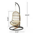 thumbnail image 2 of Perry Outdoor Wicker Hanging Chair with Stand, Light Brown and Beige, 2 of 8