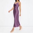 thumbnail image 7 of Jzuxvd Women's Spaghetti Strap Cowl Neck Long Slip Satin Silk Midi Dress Purple S, 7 of 7