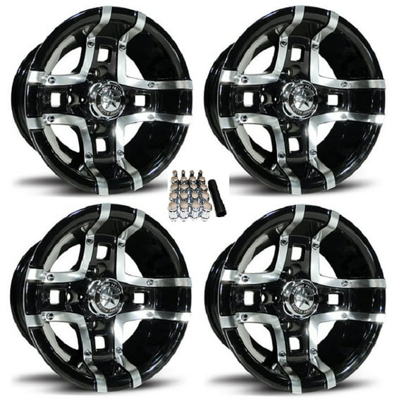 Fairway Alloys 10" Prestige Gloss Black Golf Cart Wheels/Rims E-Z-GO & Club Car
