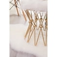 thumbnail image 5 of Round Gold Metal Accent Vanity Stool with White Fur Top Seat, Decorative Side Table, 5 of 7