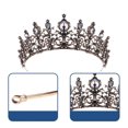 thumbnail image 3 of Corona Negra Corona Gótica para Mujer Tocados Decoración de Halloween Cumpleaños Retro Diamantes de Imitación Corona de Reina Barroca Negra Corona de Novia de Boda, 3 of 7