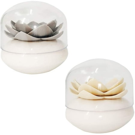 Boîte de cotons-tiges en forme de lotus, 2 pièces, porte-coton-tige, pour  décorer la pièce de base / étui à cure-dents gris beige