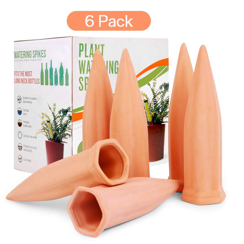 FAMILy Plant Watering Stakes10 Pack Automatic Plant Waterers for Vacations Plant Watering Devices Terracotta Self Watering Spikes for Wine Bottles Great Plant Nanny for Indoor & Outdoor Plants 