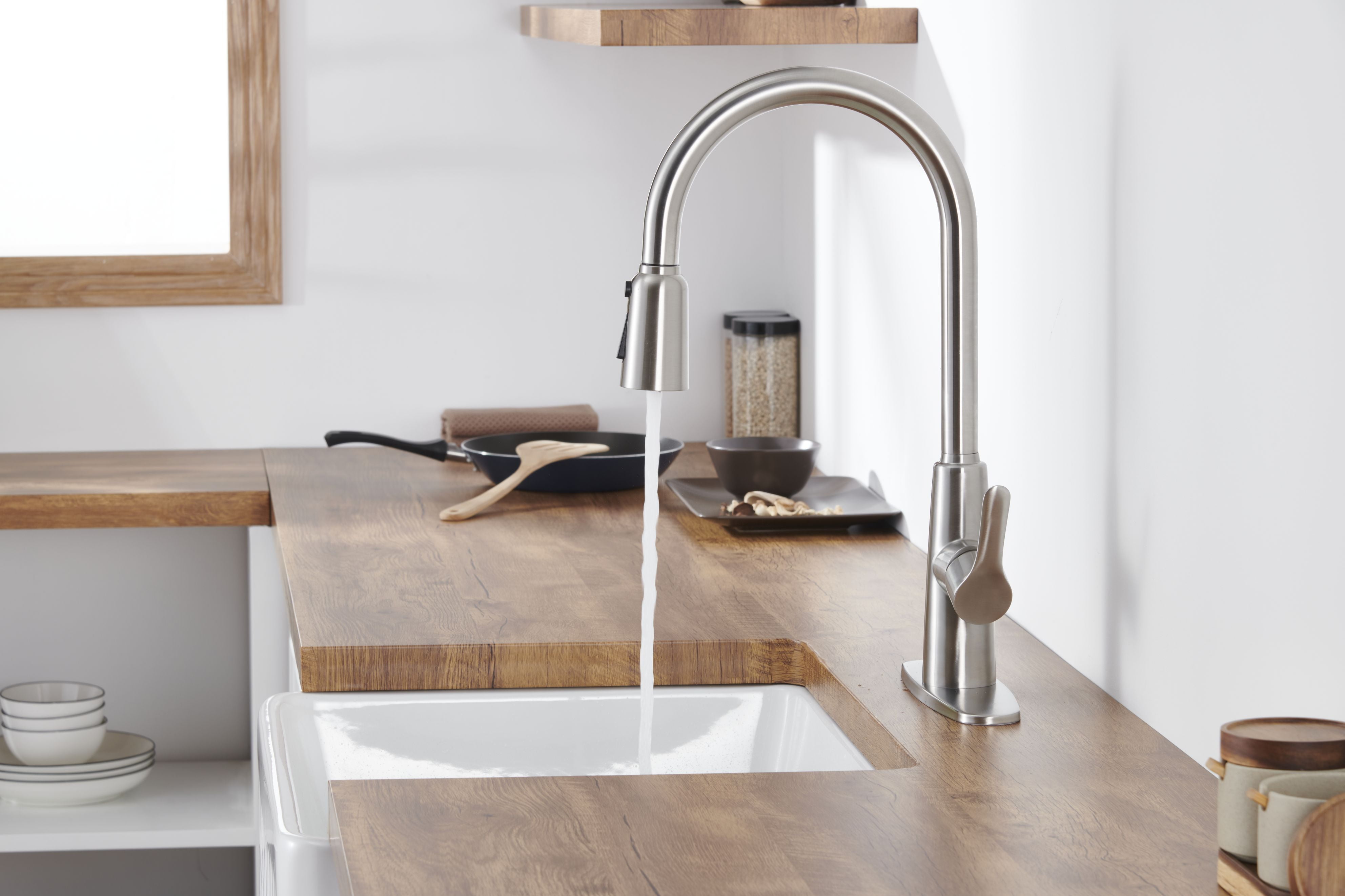 Kitchen Sink Faucet with Pull Out Sprayer, DFITO Stainless Steel High