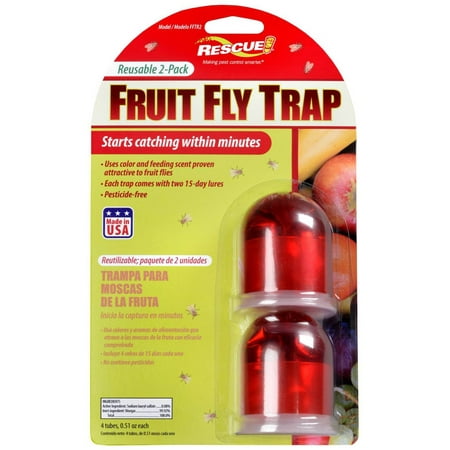 Rescue FFTR2-SF6 Fruit Fly Trap 2-Count (Best Way To Kill Fruit Flies)