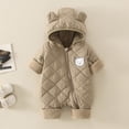 thumbnail image 2 of Karoyedx Little Girls Winter Snowsuit Baby Snowsuit Winter Romper Hooded Boys Girls Jumpsuit Fall Winter Outfits Infant Newborn Clothes Khaki Size,3-6 Months, 2 of 5