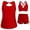B-Red, variant on Women's 3 Piece Tankini Swimsuit Set, Solid Tank Top with Back Cutout, Bikini Top with Built-in Bra, and Drawstring Swim Shorts, Modest Bathing Suit