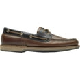 thumbnail image 2 of Men's Rockport Perth Boat Shoe Dark Tan/Navy Leather 6 XW, 2 of 5