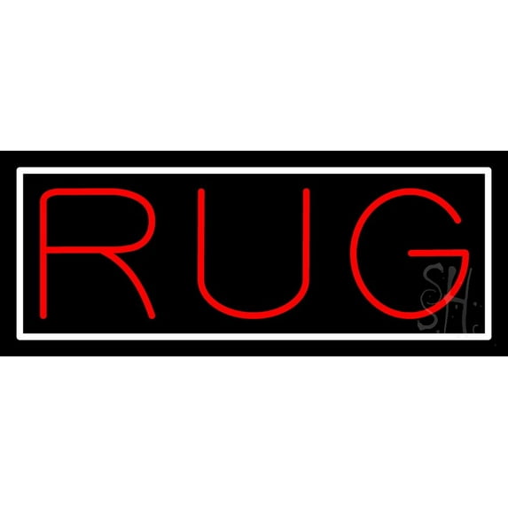 Rug LED Neon Sign 10" Tall x 24" Wide - inches Black Square Cut Acrylic Backing, with Dimmer - Premium built indoor Sign for Storefront, Store interior, Exhibition, Decor.