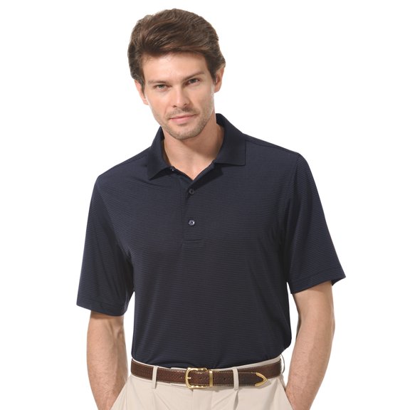 Monterey Club Men's Tonal Pinstripe Texture Solid Golf Polo Shirt #1098