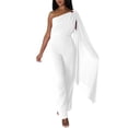 thumbnail image 1 of Vestido de noche de mujer con un solo hombro - Sofisticado conjunto de fiesta - Falda fluida con cremallera trasera - Color liso para ocasiones especiales, 1 of 8