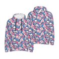 thumbnail image 6 of Bingfone white flower Skull blue Men's Drawstring Hoodie Long Sleeve Pocket Sweatshirts-3X-Large, 6 of 6