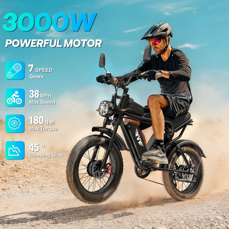 YVY Electric Bike for Adults,Dual Motor 3000W, 52V 40AH, Max 38MPH