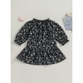 thumbnail image 4 of Bagilaanoe Toddler Baby Girl Fall Dress Floral Print Long Sleeve A-line Princess Dresses 1T 2T 3T 4T 5T 6T Kids Casual Clothes, 4 of 9