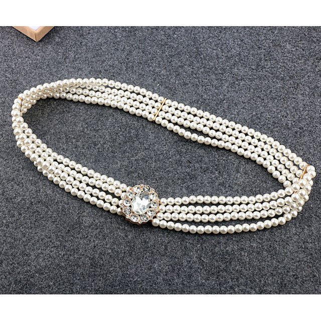 Cinturón elástico de perlas para mujer, vestido de decoración ancha, suéter de cintura versátil de estilo coreano, cadena de cintura, falda casual de moda