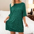thumbnail image 2 of Womens Short Sleeve Green Sparkly Dress Carnival Outfit Women Party Dresses, 2 of 4