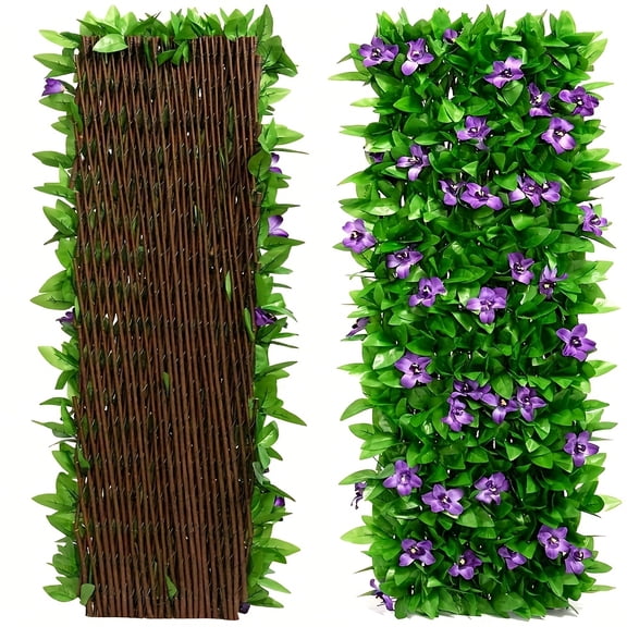 Artificial Ivy And Orchid Privacy Fence Screens, Expandable Artificial Ivy And Floral Design Hedges, Extendable Decorative Wall Screens for Outdoor Gardens And Wedding Decorations