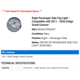 thumbnail image 2 of Right Passenger Side Fog Light - Compatible with 2011 - 2020 Dodge Grand Caravan 2012 2013 2014 2015 2016 2017 2018 2019, 2 of 2
