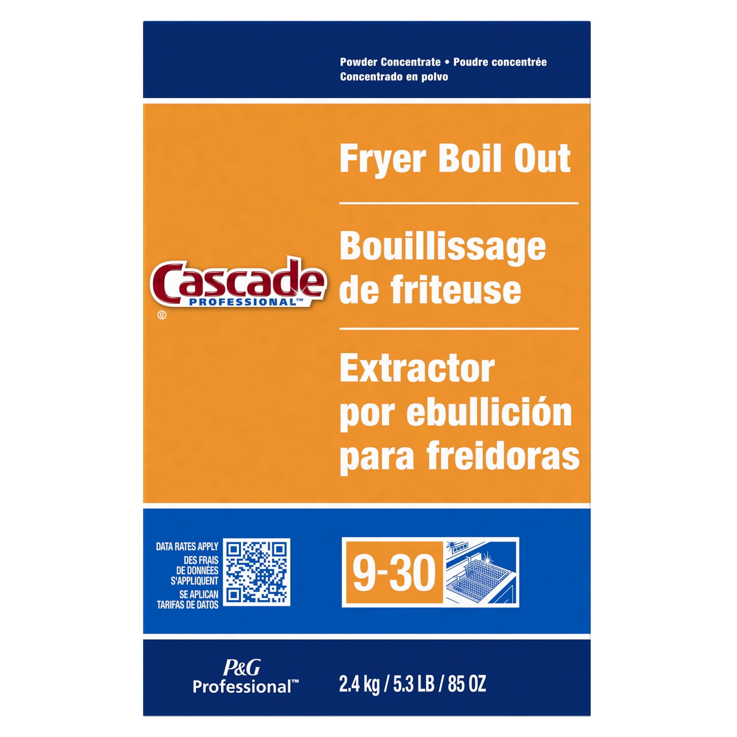 Cascade Professional Fryer Boil Out, Concentrated Powder, 85 oz Box, 6