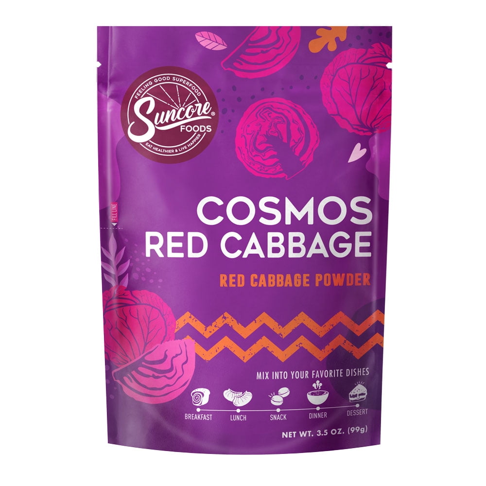 Suncore Foods GlutenFree Cosmos Red Cabbage Powder, 3.5oz, Purple Food
