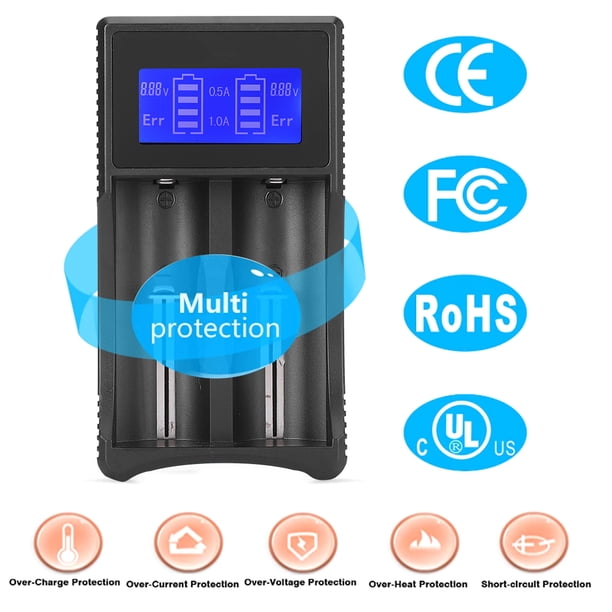 Smart SEIVI PC Negro Portátil Viaje LCD Pantalla Inteligente USB Doble Ranura Cargador De Batería Para Ni MH Ni Cd AA AAA Li Ion LiFePO4 IMR 26650 14500