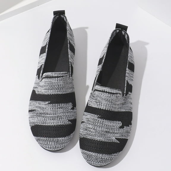 XIMIN Women's Slip-On Shoes Casual Shoes Fashionable Round Toe Flat Shoes Shallow Mouth Lazy Large Size Slip Machine Washable Footwear (8, Gray)