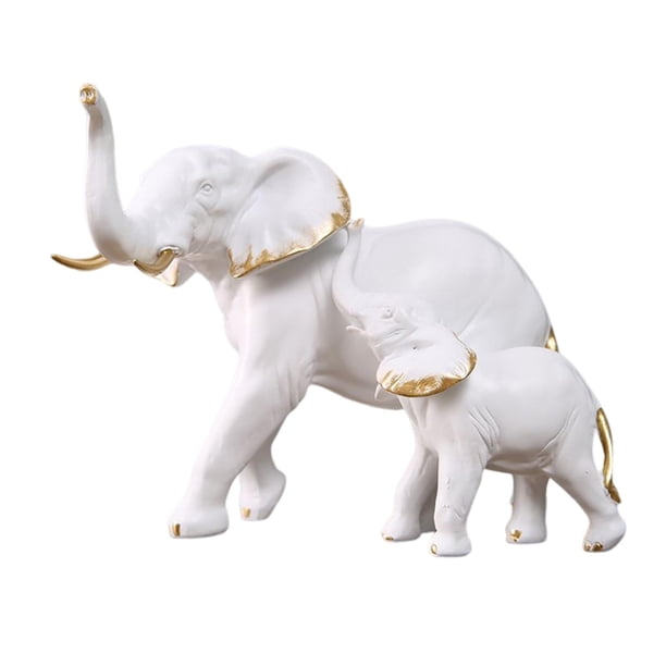 Figuras de resina, esculturas, decoración, recuerdos, regalos, obras de arte de escritorio, elefante Blanco Con Niños