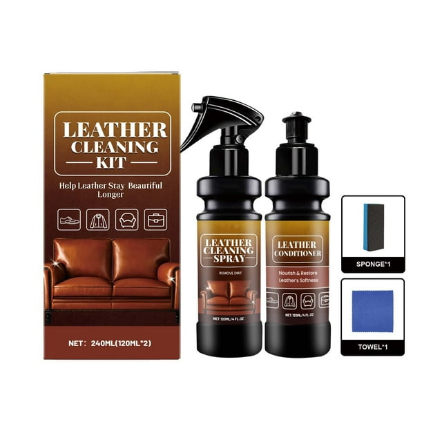 Ltdhehe Leather Cleaning Kit Leather Cleaning And Care Kit Efficient Decontamination Spray Nourishing Care Agent Leather Gloss And Cracking Suitable For Cars 120ml2