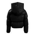thumbnail image 4 of Hontri Women's Puffer Jackets, Ladies Autumn and Winter Warm Short Shiny Padded Hooded Leather Jacket Black S, 4 of 9