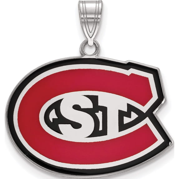 Sterling Silver Rh-Plated Logoart St. Cloud State Large Enamel Pendant (26 X 25) Made In United States ss010stc