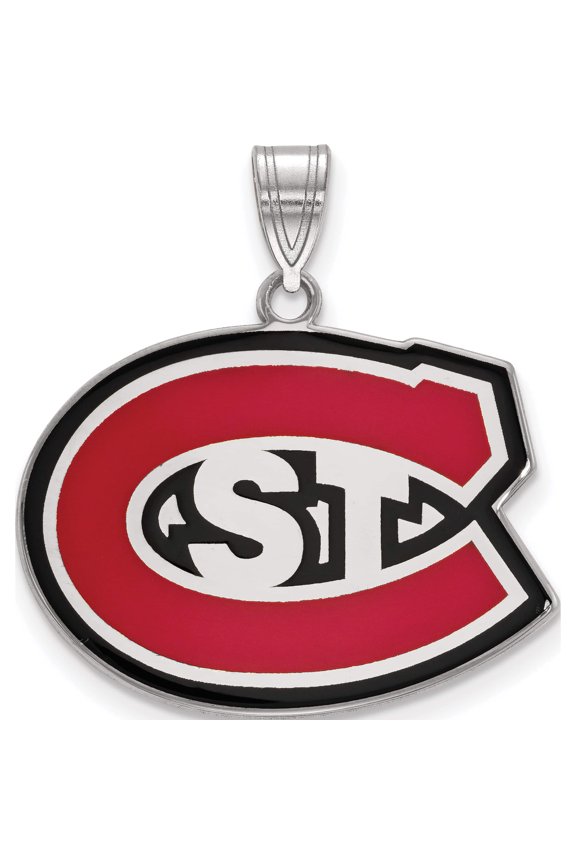 Sterling Silver Rh-Plated Logoart St. Cloud State Large Enamel Pendant (26 X 25) Made In United States ss010stc