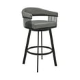 thumbnail image 3 of Armen Living Naomi and Chelsea Counter Height Dining Set in Black Metal and Grey Faux Leather-Pieces:3, 3 of 5