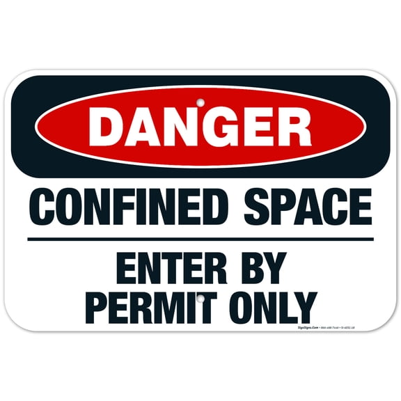 Danger Confined Space Enter By Permit Only Sign, OSHA Sign, 12x18 Aluminum