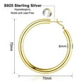 thumbnail image 3 of Chunky Gold Hoop Earrings for Women S925 Sterling Silver Post 14K Gold Plated Thick Tube Lightweight Hollow Hoops Earrings for Women, 3 of 6