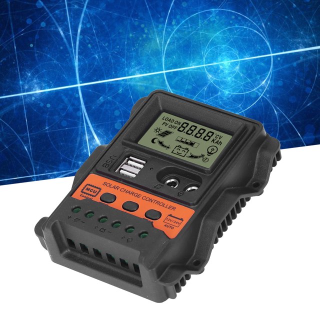 Controlador de Carga Solar 2 Salidas USB Pantalla LCD Panel PWM Regulador de Carga 12V 24V con Control de Luz y Control de Retardo ANGGREK Otros