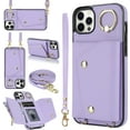 thumbnail image 2 of for iPhone 12 Pro Max Case Wallet with Strap for Women,Crossbody Lanyard and Wristlet Strap,Zipper Pocket,Credit Card Holder,Ring Stand,RFID Blocking Phone Wallet Case(6.7 inch,Purple), 2 of 17