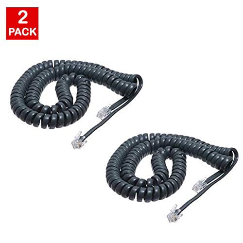 5 Pack Lot Black 10ft Telephone Handset Receiver Cord Phone Coil Cable 4P4C 