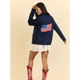 thumbnail image 2 of Flag Print Cardigan Casual Loose Long Sleeve V-Neck European and American Sweater Chunky Cardigan Navy Blue L, 2 of 7