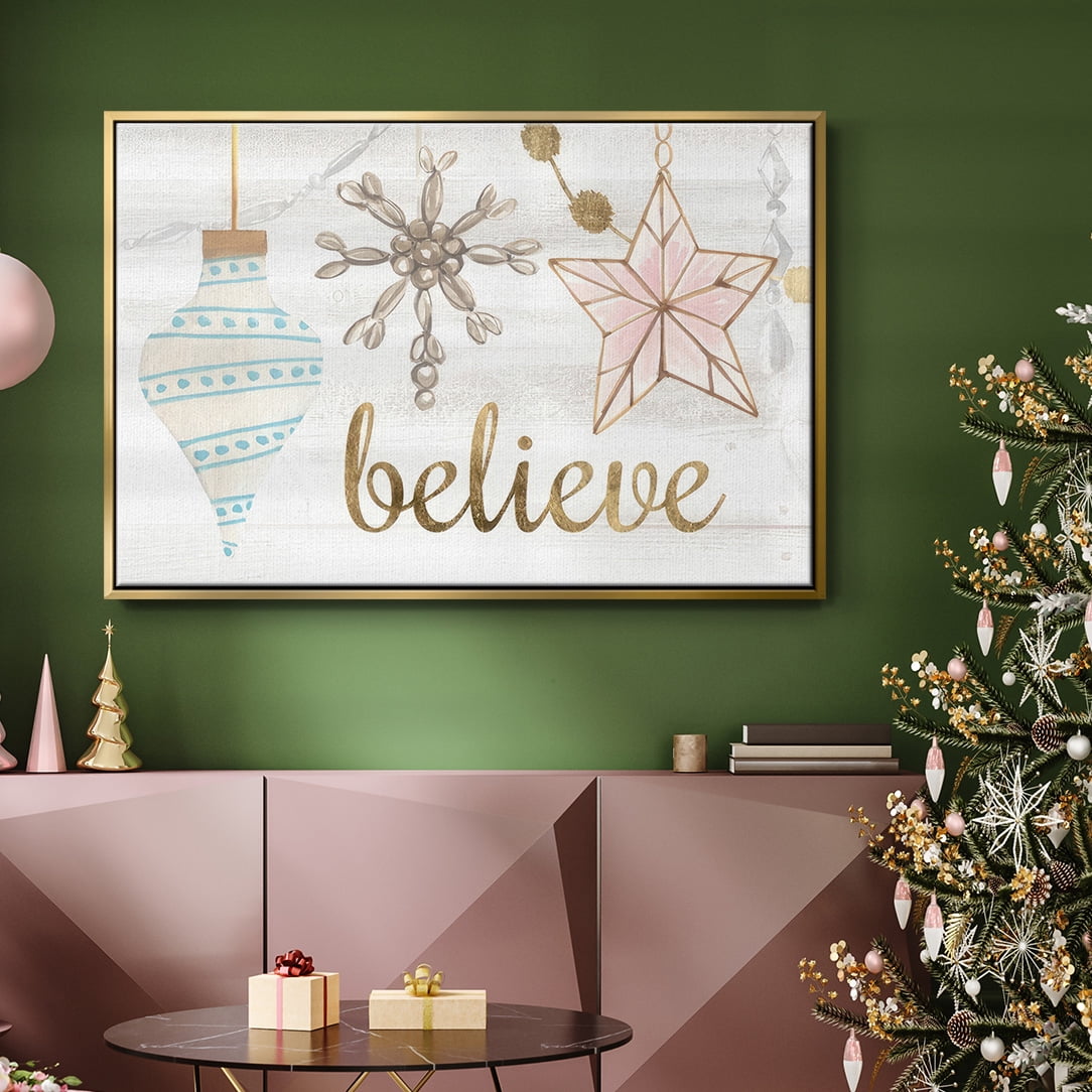 Elegant Ornaments Collection A - Framed Gallery Wrapped Holiday Canvas - 17 x 25 - Gold Frame