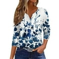 thumbnail image 2 of Womens Tops Dressy Casual 3/4 Sleeve Tee Tops Henley V Neck Graphic Print Half Sleeve Blouse Tshirts, 2 of 4