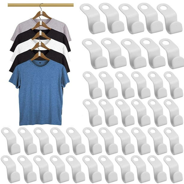 50 ganchos para colgar ropa, ganchos para conector, colgadores en cascada para ahorrar espacio, organizador de armario (blanco)
