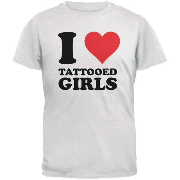 I Heart Tattooed Girls White Adult T-Shirt - X-Large