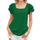 thumbnail image 1 of Camiseta de mujer Ticfox Cuello cuadrado Volantes Manga corta Verde L, 1 of 6