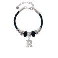 thumbnail image 2 of Delight Jewelry Silvertone Crystal Initial - R - Lil Sister Celtic Knot Leather Bead Bracelet, 7"+2" Extender, 2 of 4