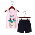 thumbnail image 2 of ZHUASHUM Summer Boys Girls Outfits 2 Piece Sleeveless T Shirt Shorts Pajama Loungewear Set Pj Summer Tracksuit Sleepwear Outfits Pink,Size:2-3 Years, 2 of 3