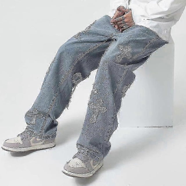 Pantalones vaqueros holgados de estilo streetwear para hombre V-hanver, estilo hip hop, pantalones vaqueros sueltos para hombre y mujer, vaqueros boyfriend oversize, vaqueros vaqueros de mezclilla.