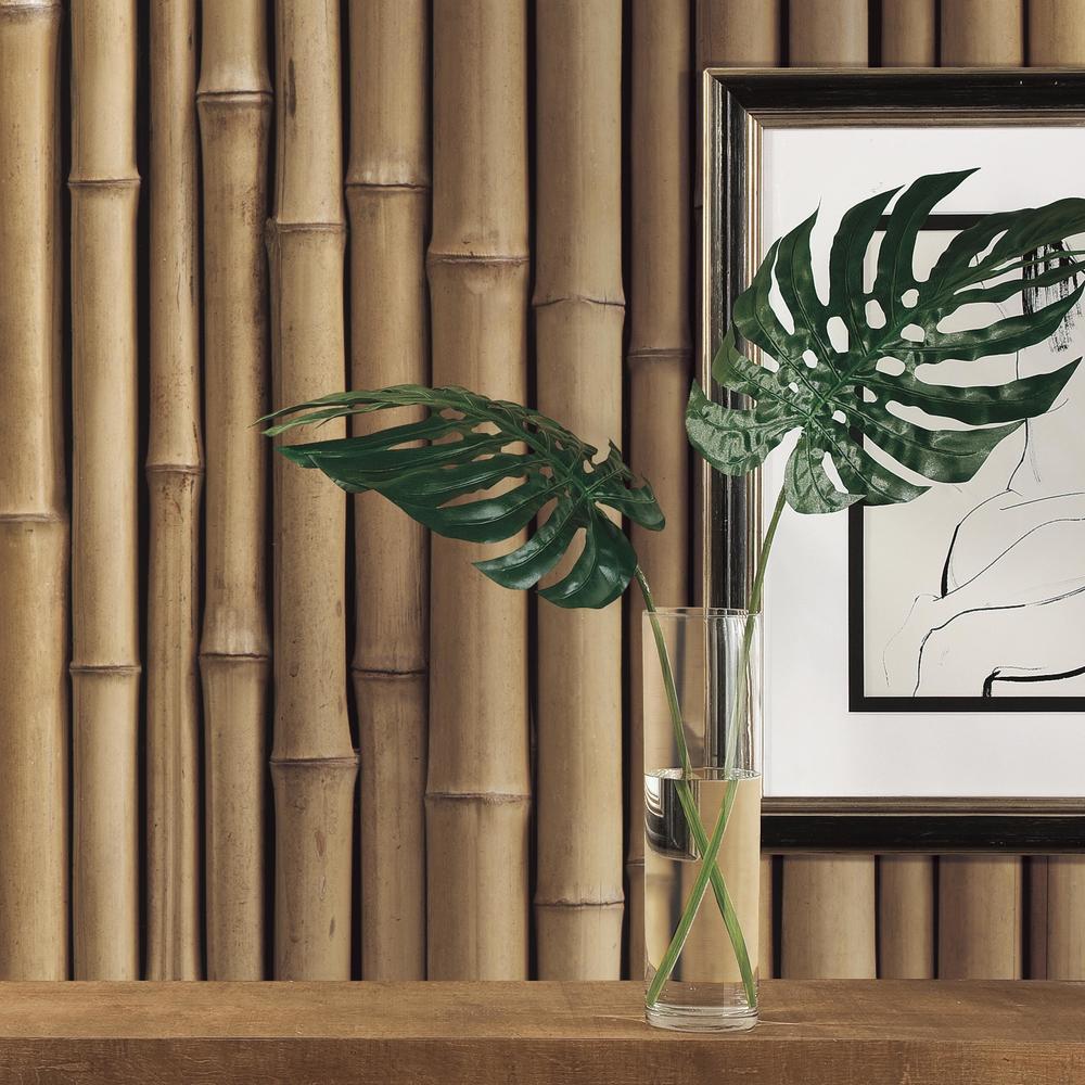 Bamboo Peel and Stick Wallpaper Roll / Green