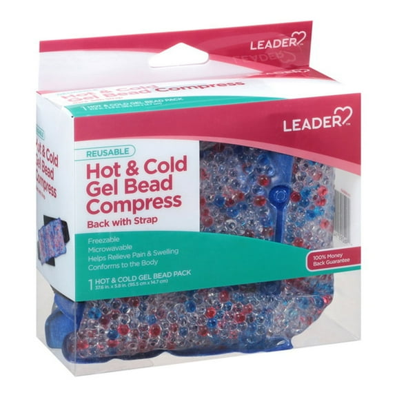 Leader Hot and Cold Gel Bead Compress Back with Strap Reusable, 1 Ea..