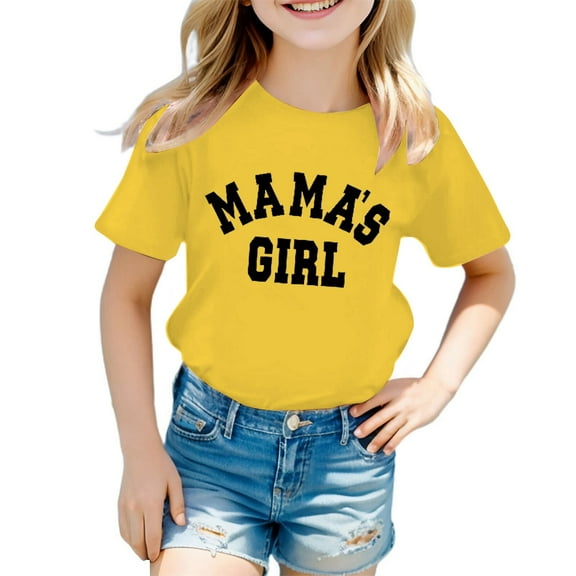 Cute Tops Kid Girls Cute Graphic Print Round Neck Short Sleeve Tee Summer Casual T Shirt Summer Tops Size:5-6 Years