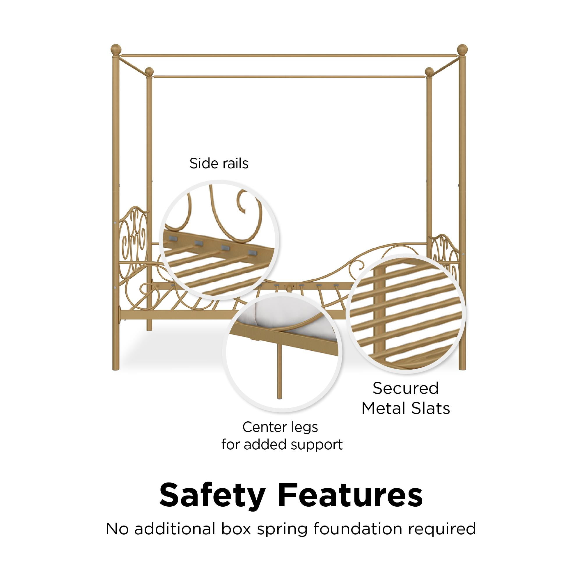 DHP Canopy Metal Bed, Twin, Gold